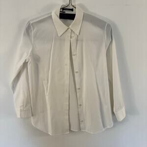 The Row White Button Front Dress Shirt Size 4 Quiet Luxury Cotton Blouse Flawed